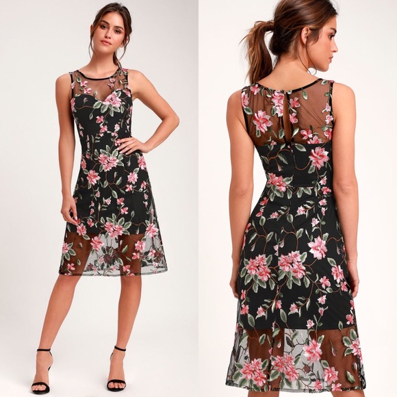 Lulus Dresses & Skirts - Lulu’s Headliner Embroidered Midi Dress